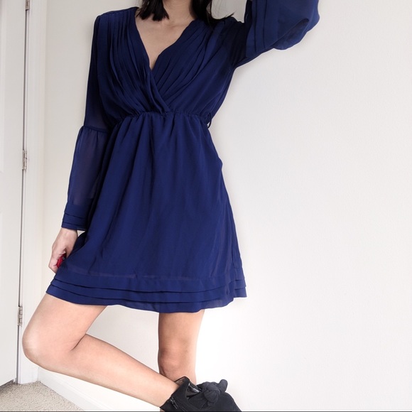 navy blue sheer dress